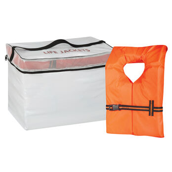 Life Jacket Storage Bag and 5 Adult Type II Life Vests | Overton&#39;s