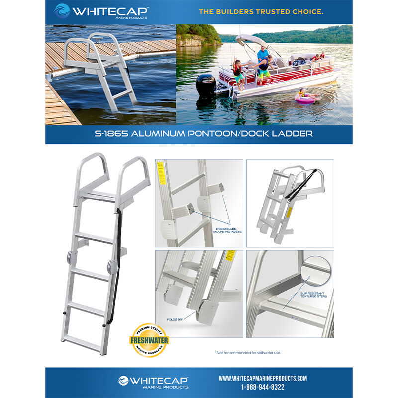 Whitecap 4-Step Folding Aluminum Pontoon & Dock Ladder image number 8