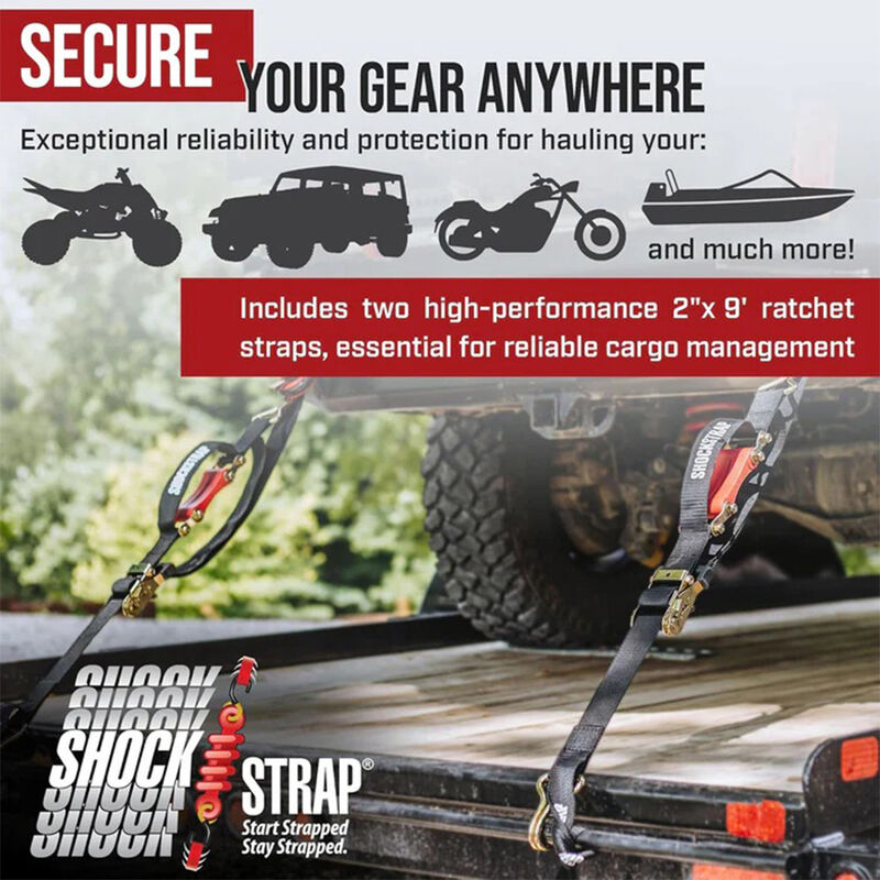The Perfect Bungee 18' x 2" ShockStrap Ratchet Strap with Wire Hooks, 2-Pack image number 5