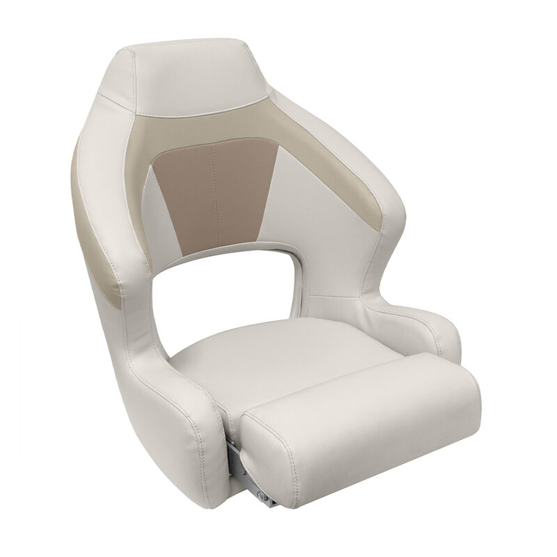 Wise Premier Pontoon XL Bucket Seat with Flip-Up Bolster, Stone/Khaki/Mocha image number 4