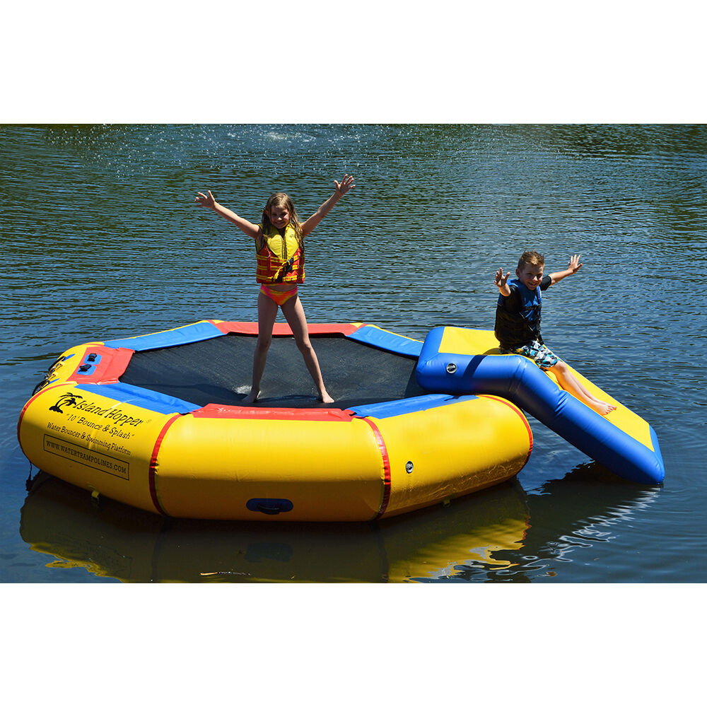 Multicolour QIUSge 10 Ft Inflatable Water Trampoline,Trampoline for Jumping Bounce Swim Platform Water Sports Kids Adults Outdoor Entertainment Safety 