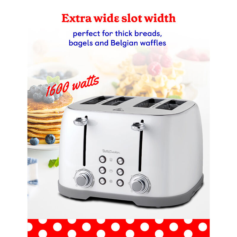 Betty Crocker 4-Slice Toaster, White image number 2