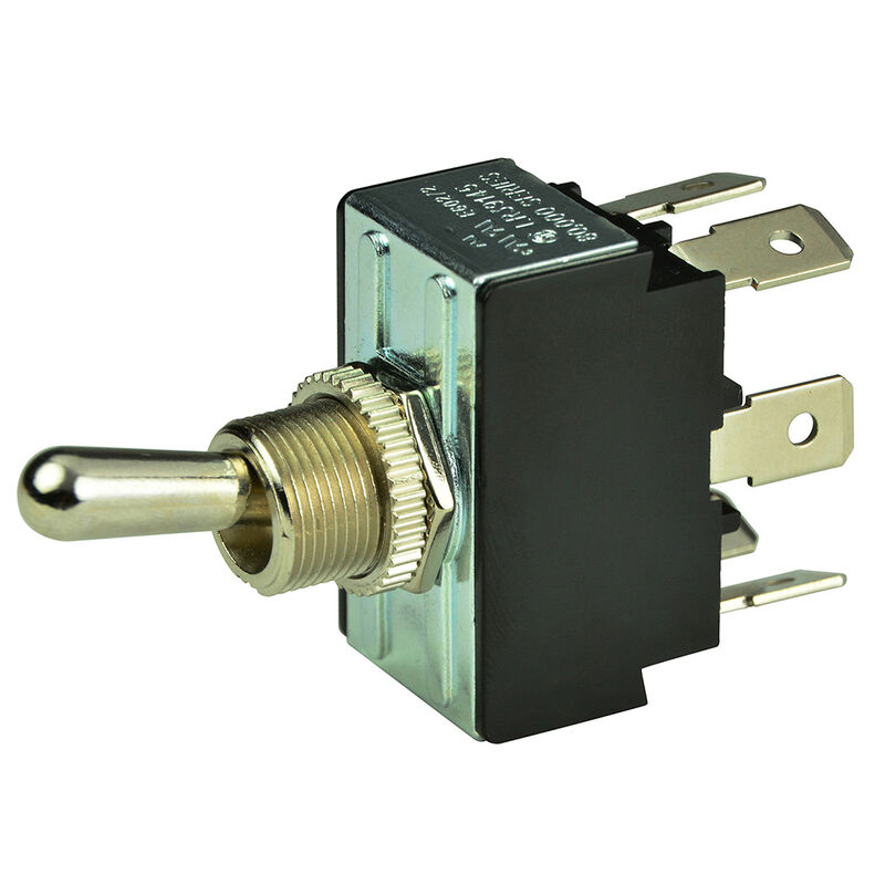 BEP DPDT Chrome Plated Toggle Switch, On/Off/(On) image number 1