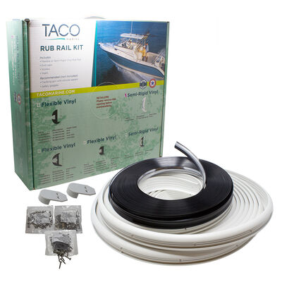 TACO Marine Semi-Rigid Vinyl Rub Rail Kit, 1-5/8" X 3/4", White with Chrome Insert