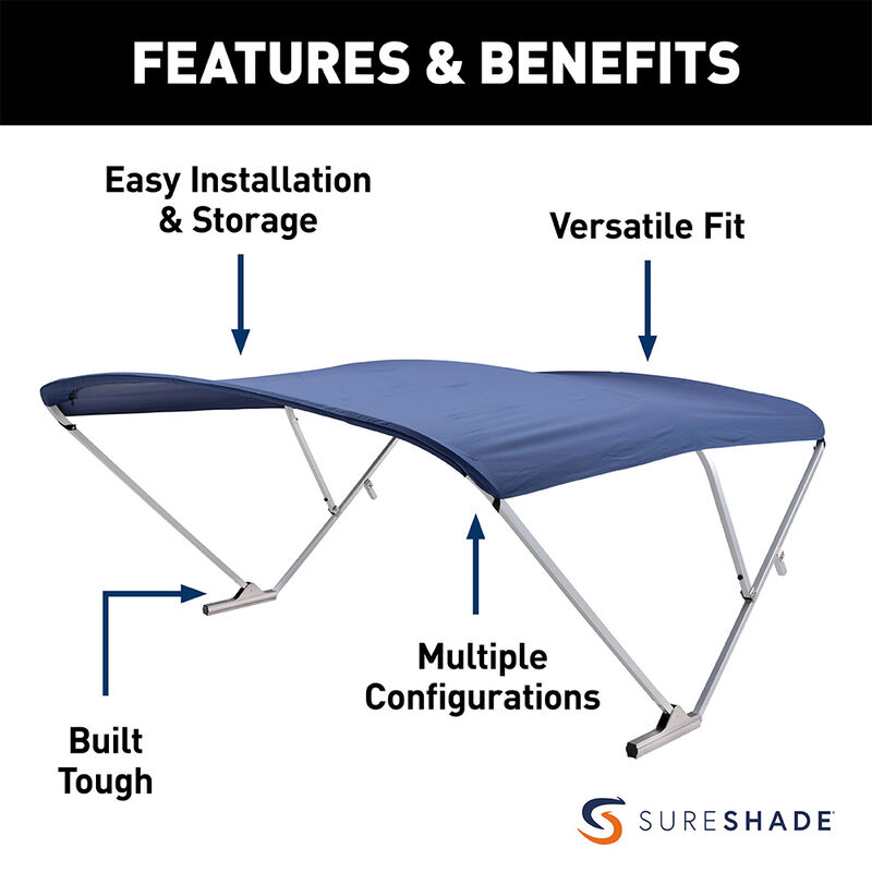 SureShade Pontoon Power Bimini Top, Clear Frame image number 2