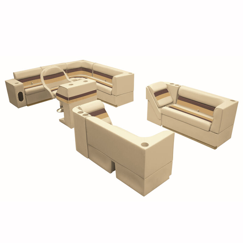 Deluxe Pontoon Furniture w/Toe Kick Base, Complete Big "L" Package, Sand/Chestnu image number 1