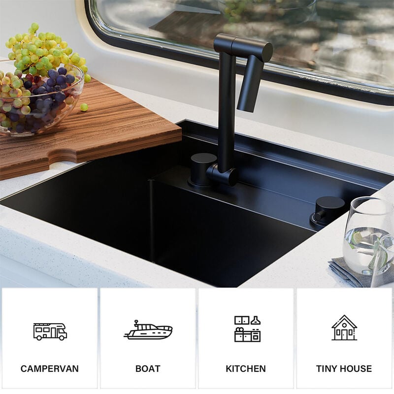 WELLFE RV Kitchen Undermount Bar Sink (16 x 17 x 9 in, 16 Gauge) image number 7