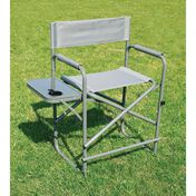 Tall Director's Chair with Solid Footrest, Gray