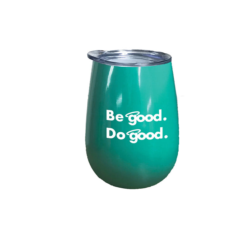 Be Good. Do Good. 10-oz. Stainless Steel Wine Glass, Teal image number 1