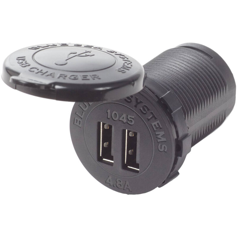 Blue Sea Fast Charge Dual USB Charger With Socket Mount image number 1