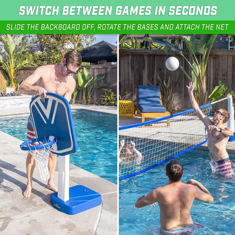 GoSports Splash Hoop 2-in-1 Pool Basketball Hoop & Volleyball Set image number 2