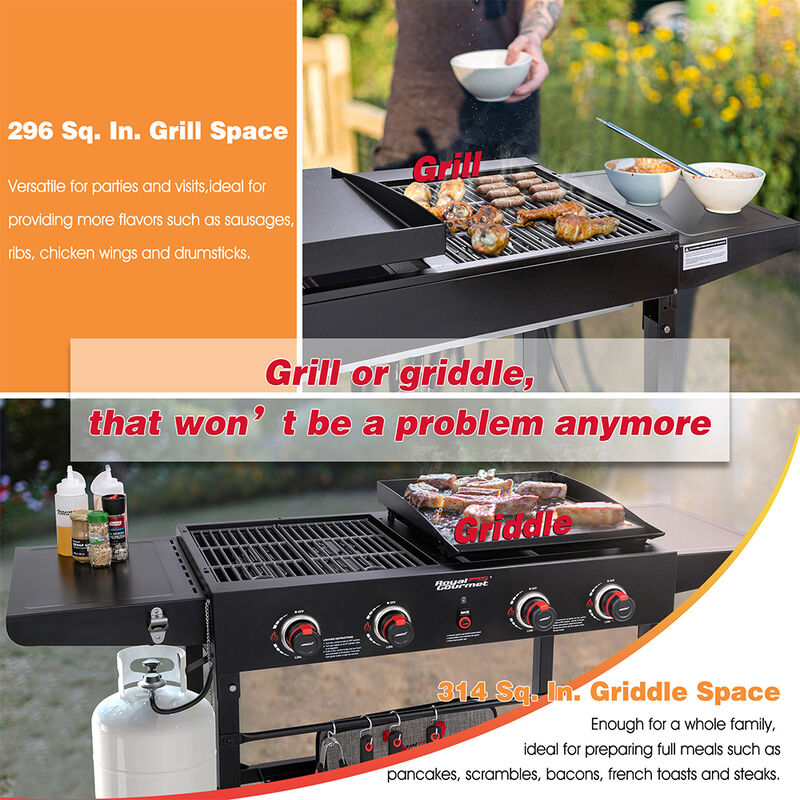 Royal Gourmet 4-Burner Portable Flat Top Gas Grill and Griddle Combo image number 10