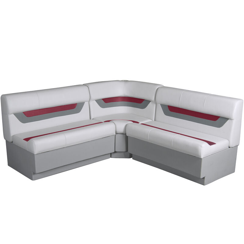 Designer Pontoon Furniture - 61" Rear Wraparound Package, Sky Gray/Dark Red image number 1