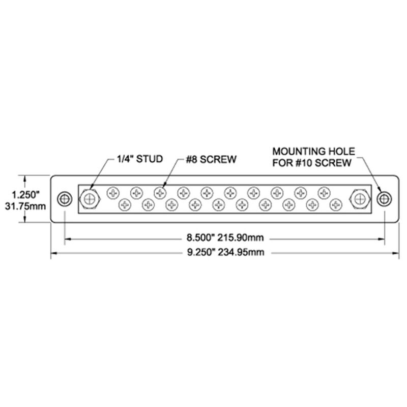 Blue Sea 150-Amp Common Busbar, (20) #8-32 Terminal Screws image number 2