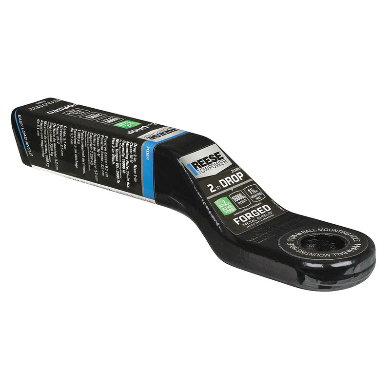 Reese Trailer Hitch Ball Mount, Fits 2 Inch Square Receiver, 2 Inch Drop, 1 Inch Rise image number 1