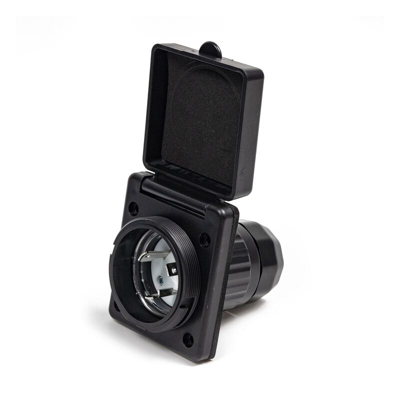  Electric World 30A Black RV Inlet w/Stainless Steel Cover