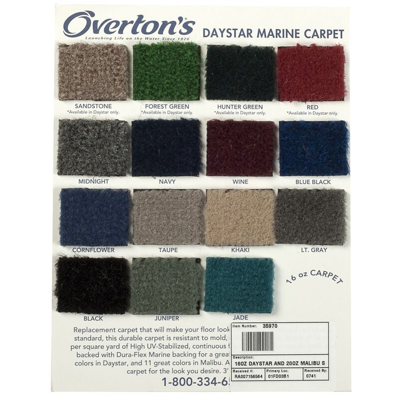 Overton's Daystar/Malibu Carpet Sample Swatch Card image number 1