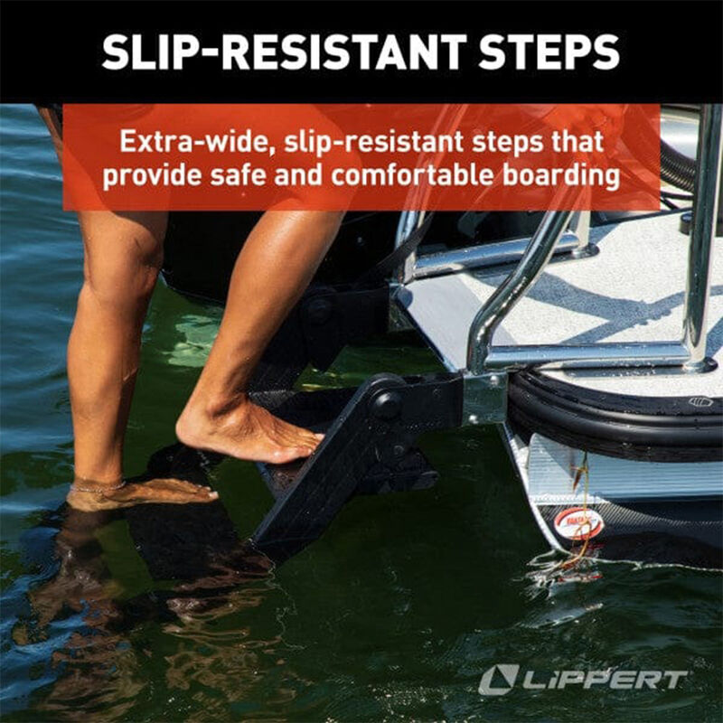 Lippert SureStep Free-Fit Pontoon Ladder, Stainless Steel Handrails image number 3