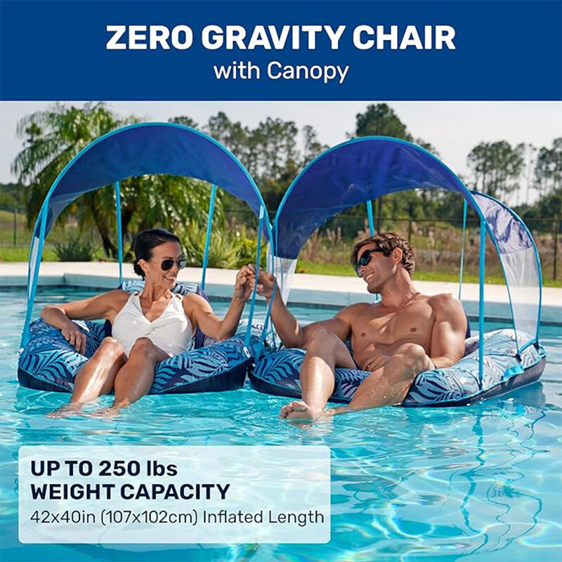 Aqua Leisure Zero Gravity Lounge Pool Float with Removable Canopy image number 3