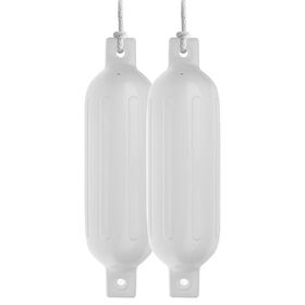 Dockmate UV Protected 5.5" x 20" Tuff Shield Fender 2-Pack w/ Lines - White