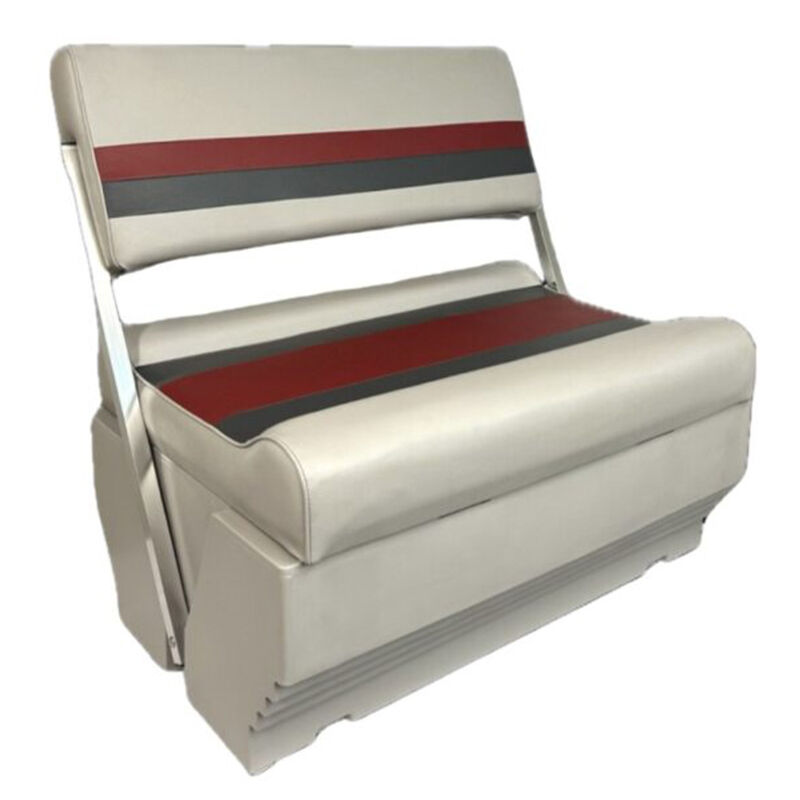 Horizon Manufacturing Premium Series Pontoon Flip Flop Seat Cushion Set w/ Base - Gray/Red/Charcoal