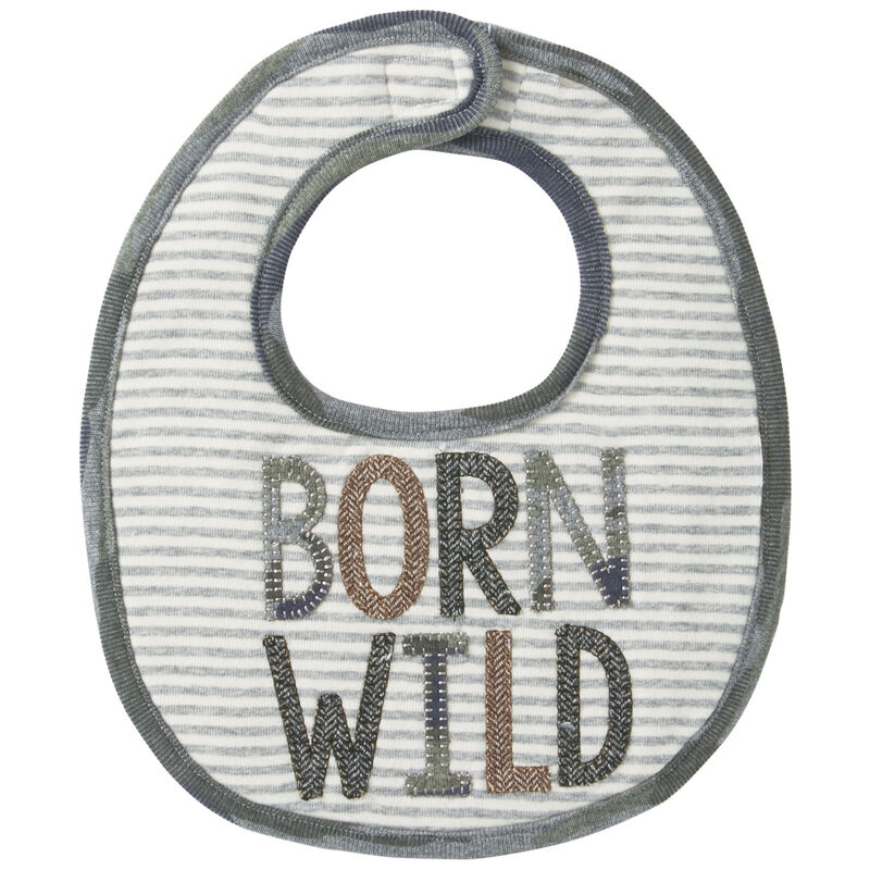 Mud Pie Infant Boys' Born Wild Applique Baby Bib image number 1