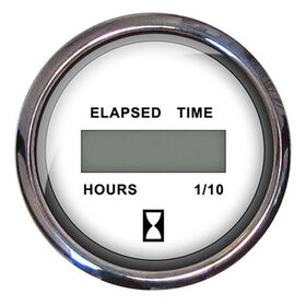 Faria 2" Euro Digital Hourmeter, White