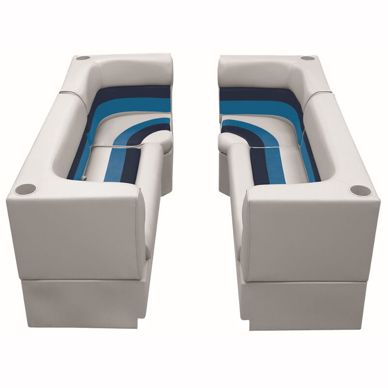 Deluxe Pontoon Furniture w/Toe Kick Base - Party Pit Package, Gray/Navy/Blue image number 1