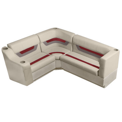Designer Pontoon Furniture - 61" Rear Seat Package, Platinum/Dark Red/Mocha