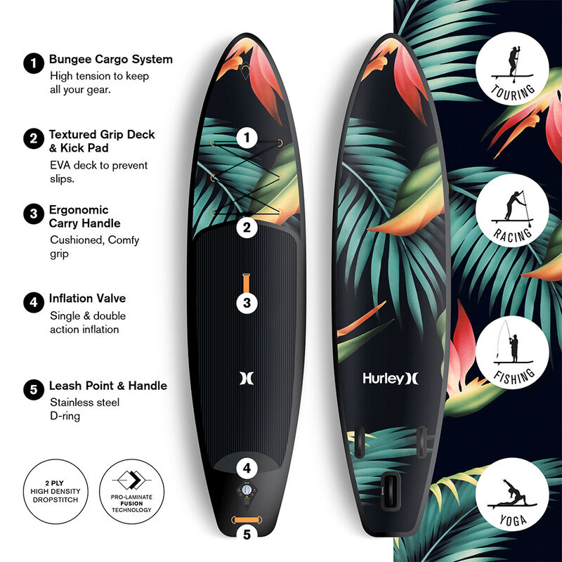 Hurley Phantom 10' 6" Paradise Inflatable Stand-Up Paddleboard Package image number 3