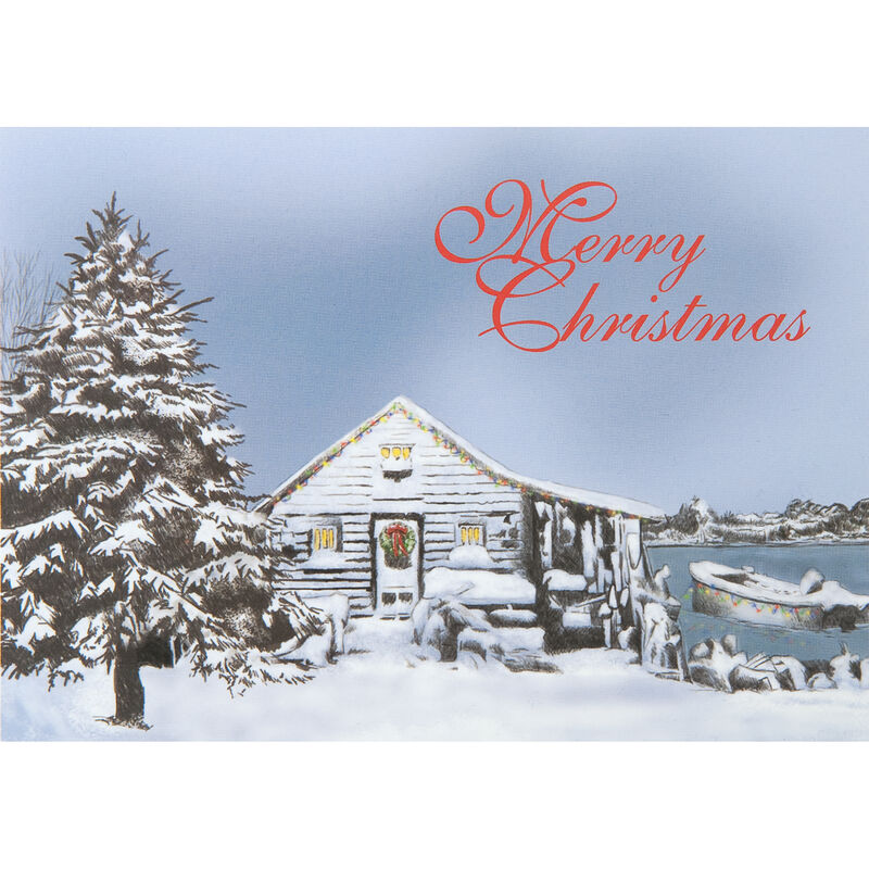 Personalized Lakeside Cabin Christmas Cards image number 1