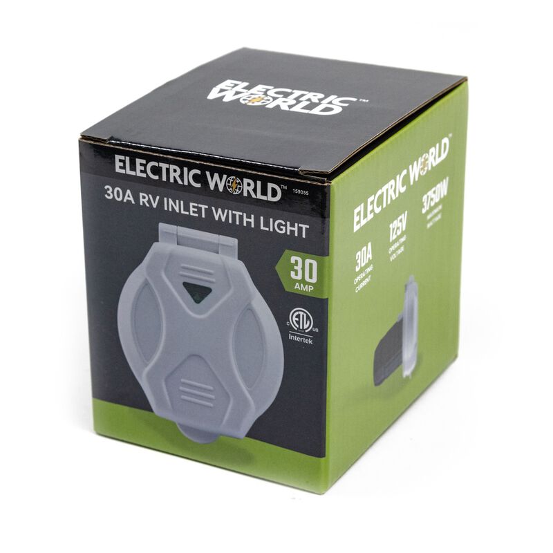 Electric World 30A RV Inlet in White with LED image number 5