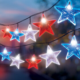 Colorways 10' Red, White, and Blue Stars LED String Light