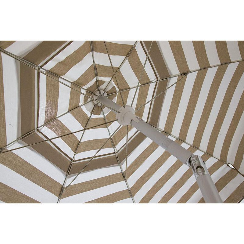 Italian 6 ft Patio Umbrella Acrylic Stripes Khaki and White image number 2