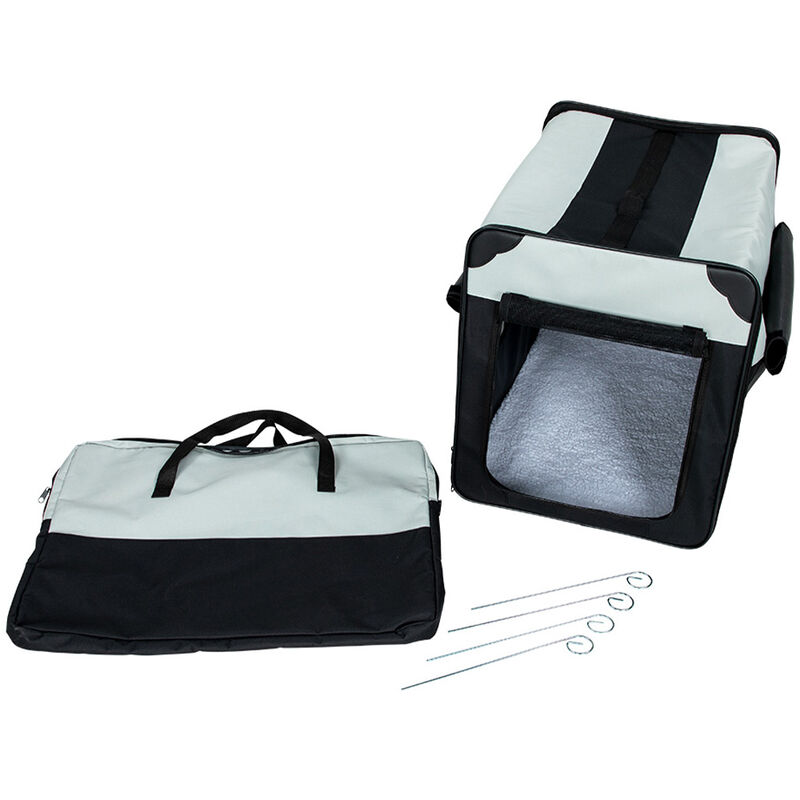 Lippert Collapsible Soft Pet Crate - Large, Black/Grey image number 1