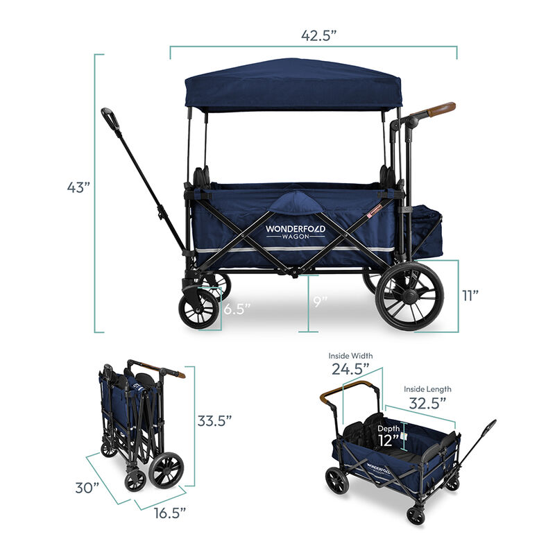 Wonderfold Outdoor X4 Push and Pull Stroller Wagon with Canopy image number 13