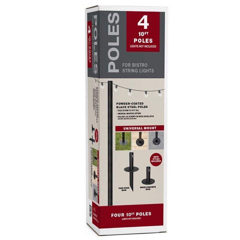 Excello Global Products Bistro String Light Poles, 4-Pack image number 7
