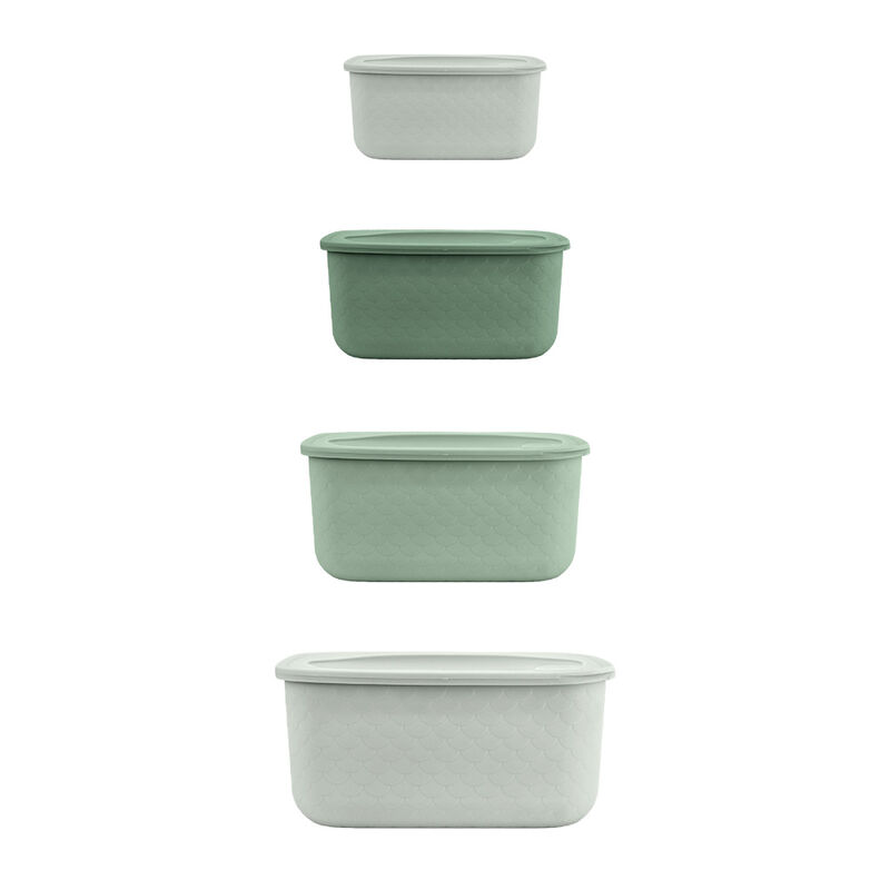 Gourmet Kitchen 4-pack Scalloped Rectangle Mixing Bowls - Mercury image number 1
