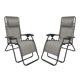 Caravan Canopy Zero Gravity Recliner, Gray - 2 Pack