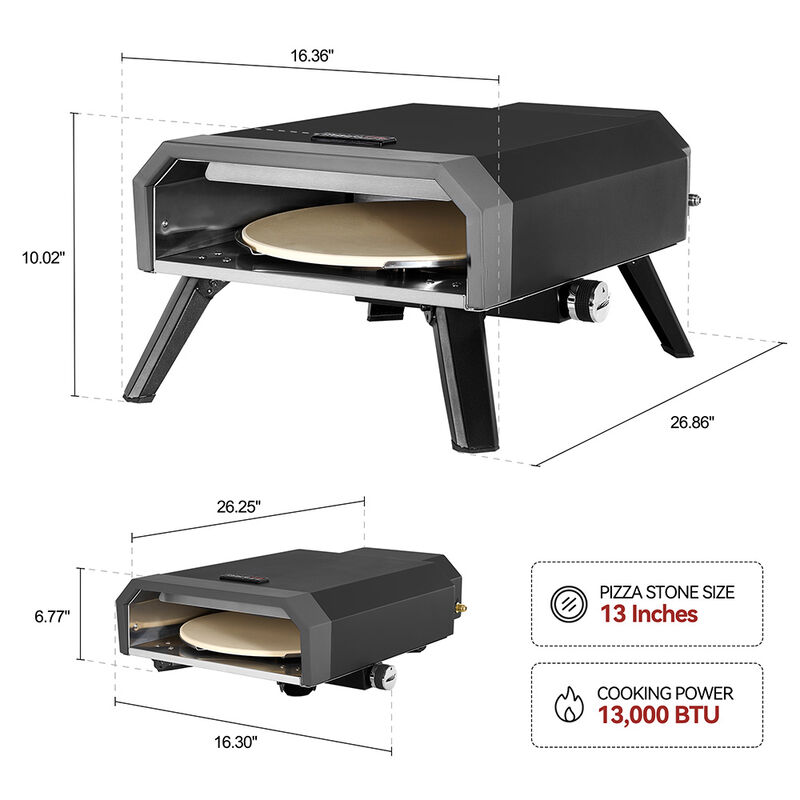 Royal Gourmet 13K BTU Portable Gas Pizza Oven w/ 13" Pizza Stone image number 8
