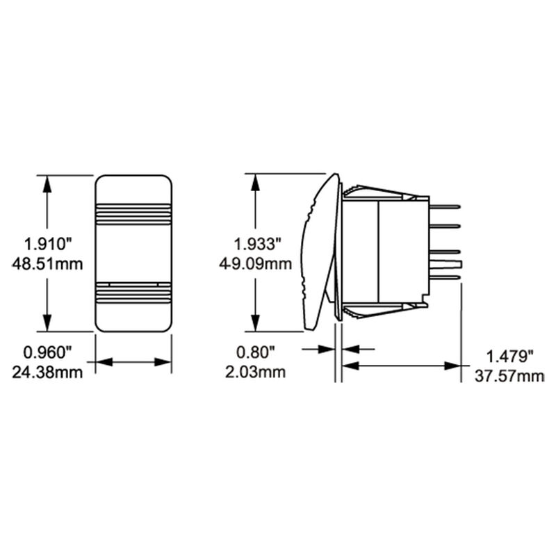 Blue Sea Systems Contura III Switch, DPDT (ON)-OFF-(ON) image number 2