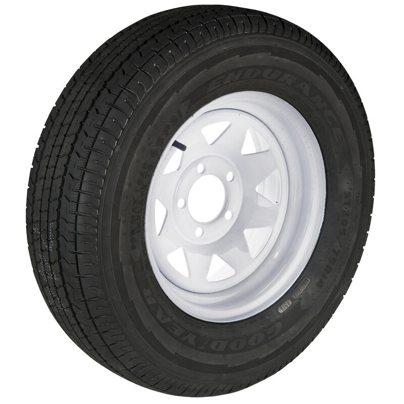 Goodyear Endurance ST215/75 R 14 Radial Trailer Tire, 5-Lug White Spoke Rim image number 1