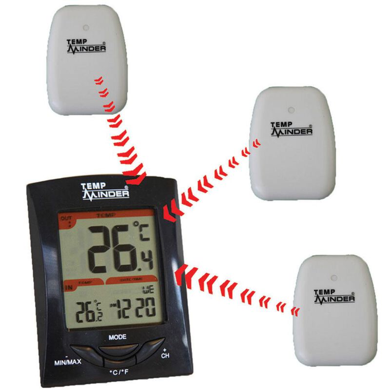 TempMinder Three-Station Wireless Thermometer and Clock image number 2
