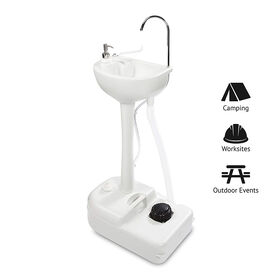 Outdoor 5 Gallon Portable Sink with Foot Pump and Soap Dispenser