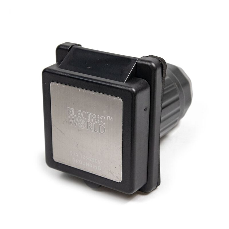 Electric World 50A Black RV Inlet with Stainless Steel Cover image number 3