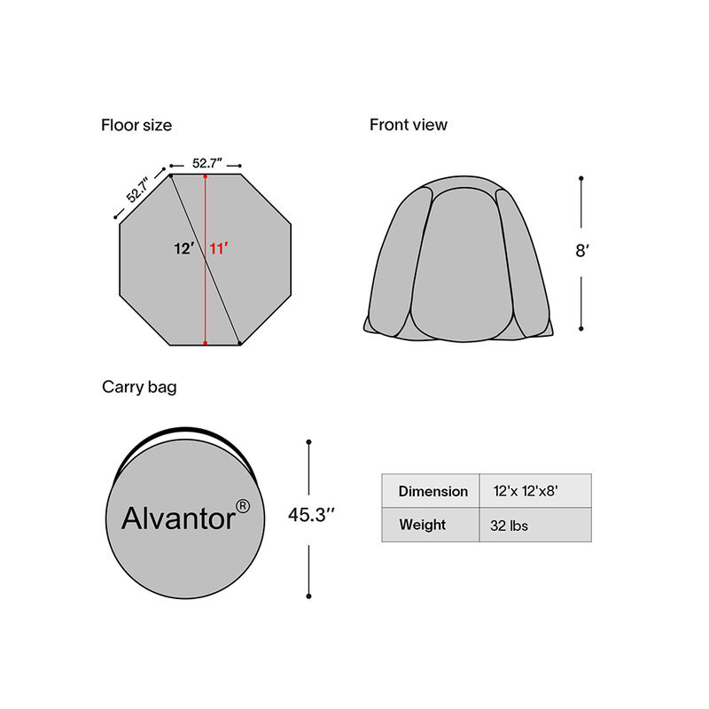 Alvantor Clear Pop-Up Bubble Tent, 12' x 12' image number 4