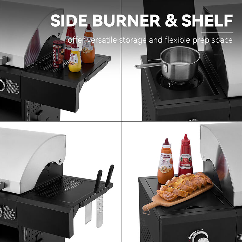 Royal Gourmet OK4003T 4-Burner Gas Grill w/Side Burner & Knife Rack image number 7
