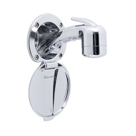 Ambassador Marine Recessed Shower, Plastic Lid, Small Sprayer, Chrome Black