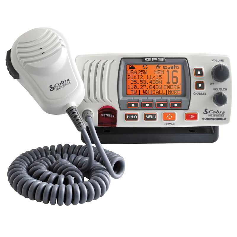Cobra Marine MR F77 GPS Class-D Fixed-Mount VHF Radio with GPS Receiver, white image number 1