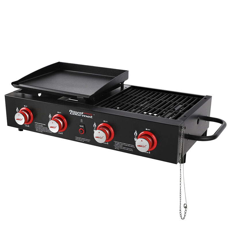 Royal Gourmet Portable 4-Burner Tabletop Gas Griddle and Grill Combo image number 4